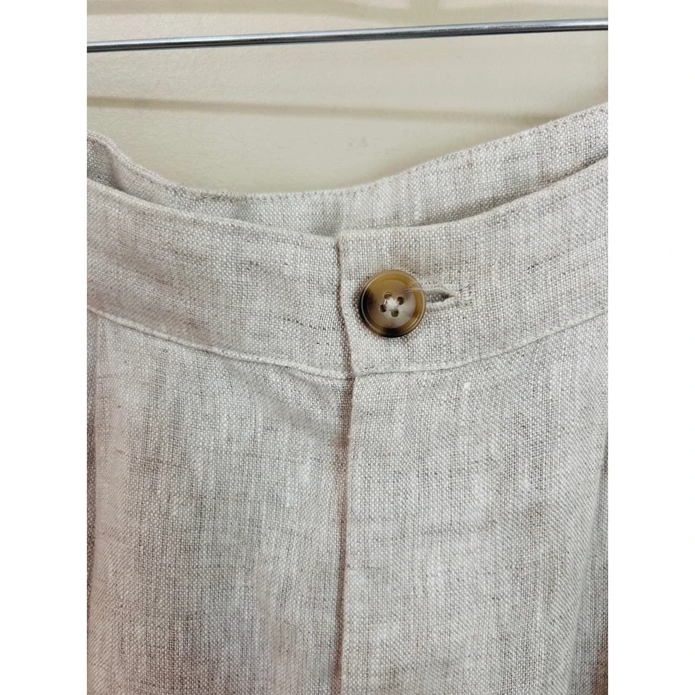 Reformation size 4 Vesta Linen Pants Natural Tan High Waisted Wide Leg Trousers